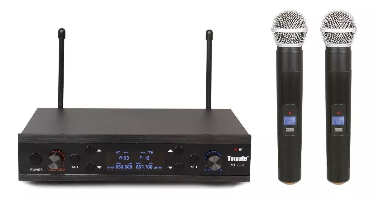 Clique Aqui para Comprar Microfone Wireless 60 Metros Duplo UHF Tomate 2207